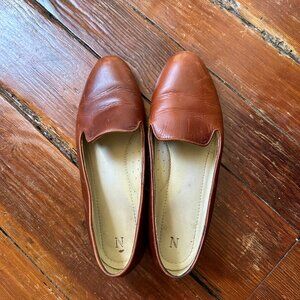 NISOLO women’s brandy leather casual Smoking slip on loafers size 9.5